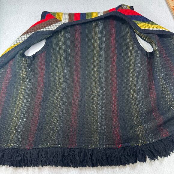 Vintage Sears Sweater Color Stripe Knit Fringe Knit Vest 60s 70s Brady Bunch - Picture 6 of 14